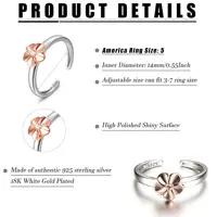Fansilver S925 Sterling Silver Toe Rings 18K White Gold Plated Vintage Adjustable Toe Band Rings for Women Beach Foot Jewelry 2