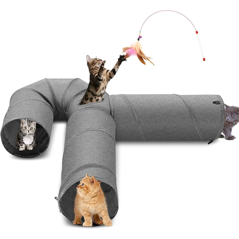 

Cat Tunnel Large 3 Way Collapsible Cloth Pet Tunnel Tube Toy U-Shaped Cat Play Tunnel Cat Puppy Kitty Kitten Rabbit