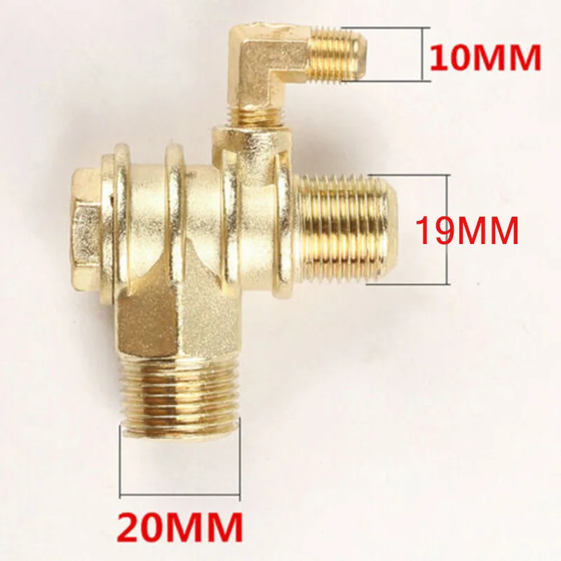 

Air Compressors Check Valve Workshop Equipment 3-Port 90 Degree Brass Air Compressor Check Valve 20x19x10mm Tube Connector Tools