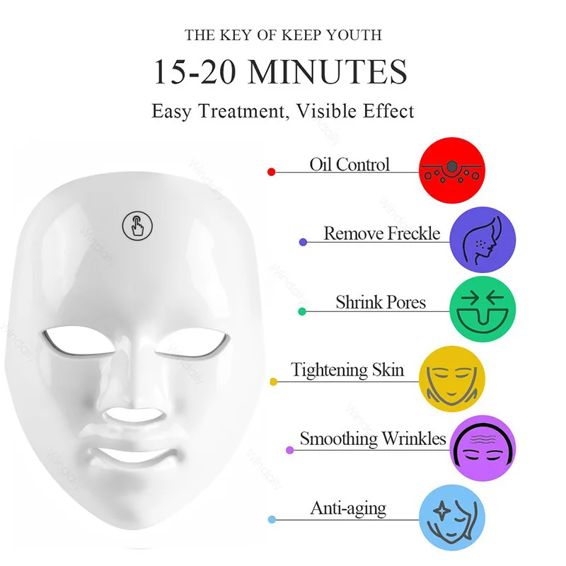 LED Light Therapy Facial Mask - Rechargeable Wireless Beauty Device for Anti-Aging & Skin Tightening