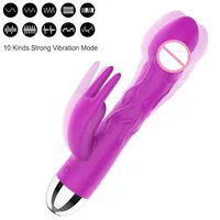 Riesiger Silikondildo, Kaninchenvibrator für Frauen, Stimulation der Klitoris, Massage, 10-Gang-G-Punkt-Vibrator, Sexspielzeug für Erwachsene 6