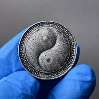 Rare Meteorite Round Plate Pendant Double Sided Carved Tai Chi Pattern Home Falling Stone Craft Decoration Gift 28X5.8mm 1