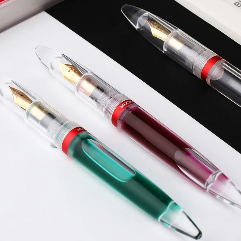 New MAJOHN C1 Fountain Pen Transparent Eyedropper EF F M Nibs Ink Pen