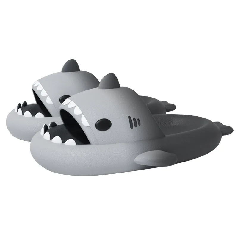 Cute Gradient Shark Slippers Women Men Outside Sandals Indoor Slides Couples Summer Shoes Parents Kids Soft EVA Beach Flip Flops 5