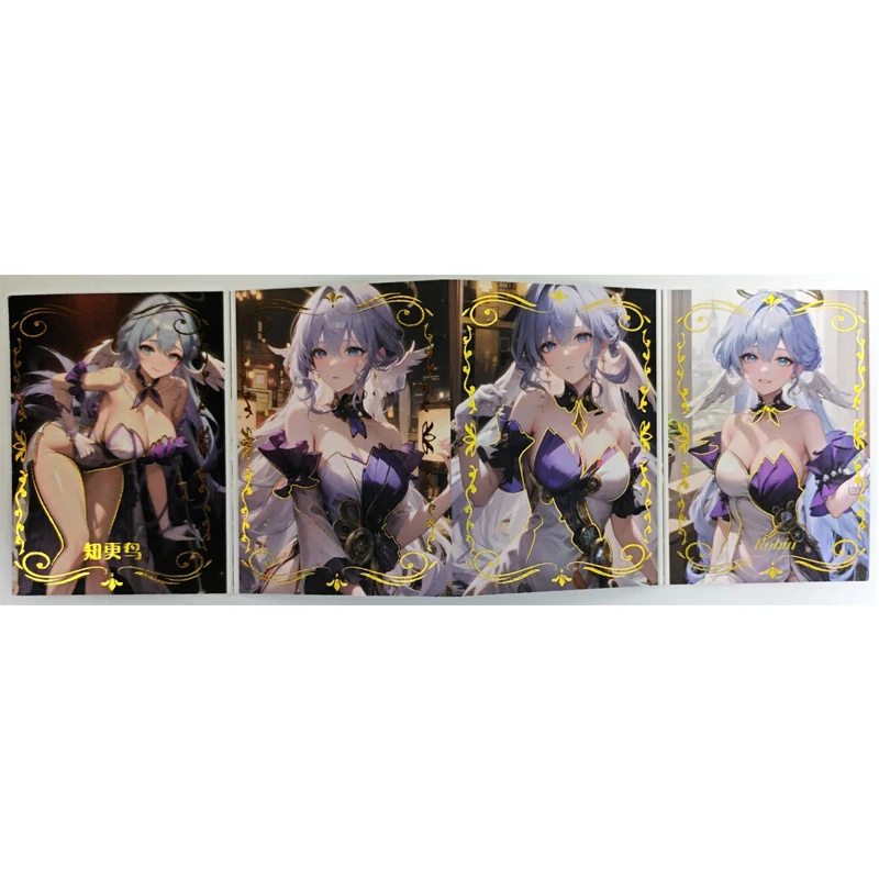 Anime Goddess Story Yae Miko Raiden Shogun Ganyu Furina Quadruple Fold Book Cards Collectible Cards Christmas Birthday Gifts Toy