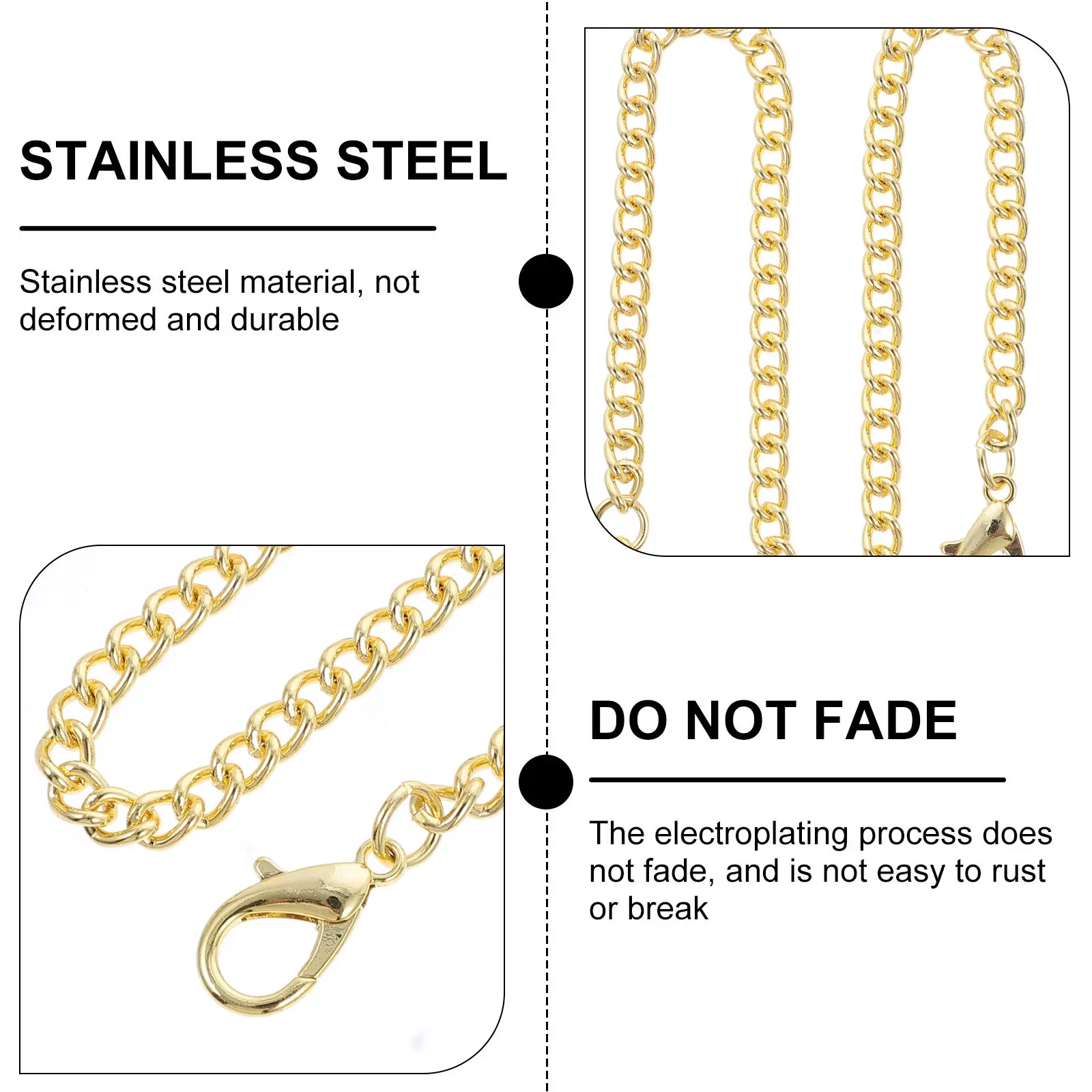 1Pcs 금속 회중시계 교수형 체인 내구성 스테인레스 스틸 의류 체인 세련된 청바지 가방 액세서리 의류 액세서리