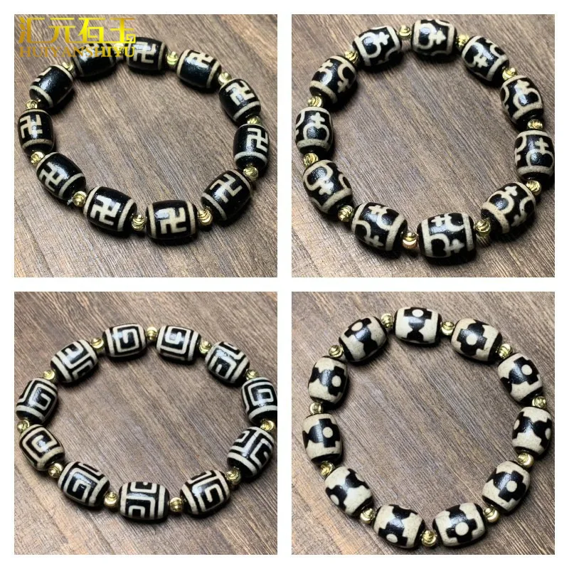 Bracciale Con Motivo Di Ritorno In Agata Antica Con Rivestimento In Polpa Di Olio Naturale