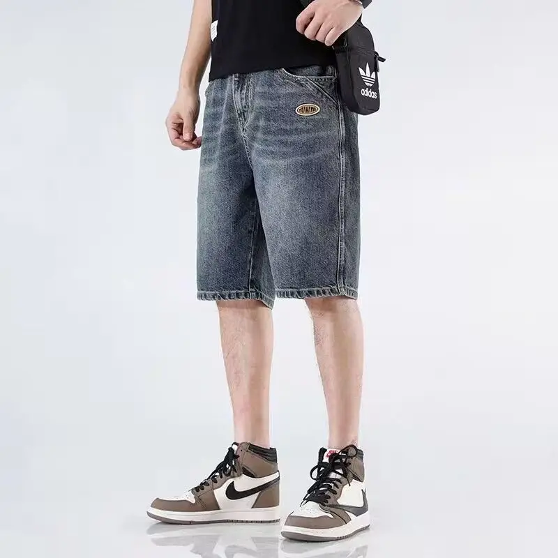 Outdoor Invisible Open Crotch Sex Men's Jeans Casual Classic Fit Drawstring Summer Beach Shorts with Elastic Waist and Pockets