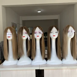 22inch Brown Root Ash Blonde Balayage Invisible HD Lace Front Jewish Wig Same Length European Remy Human Hair Lace Top Wig