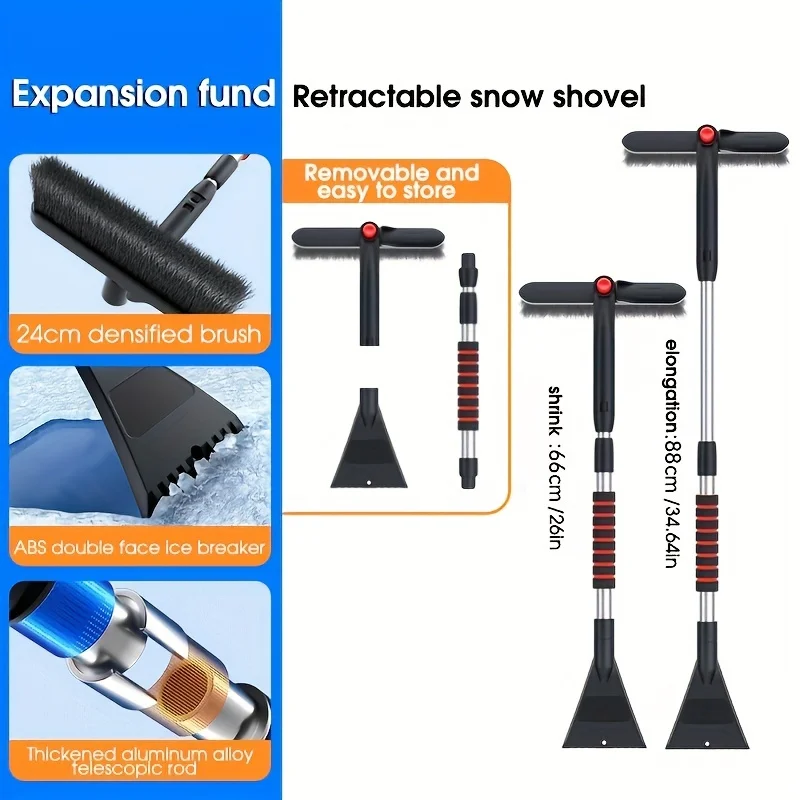 Car Snow Brush Retractable Snow Plow Window Glass Defrost Scraping Snowboard Winter Clearing Tool Car Exterior Accessories for car snow brush