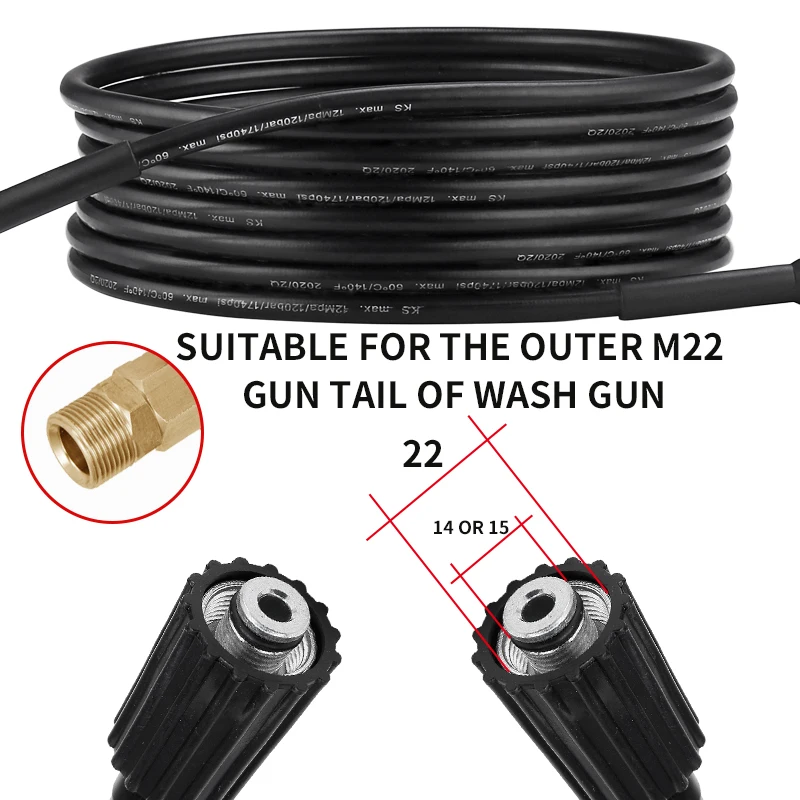 Car Wash Accessories High Pressure Washer Hose M2215 M2214 For Car Wash Water Gun Pipe For Car Cleaning Machine 3
