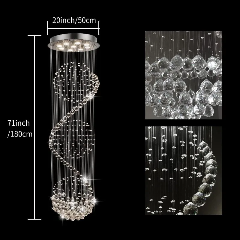Modern Spectacular Spiral Spherical Raindrop Chandelier 6