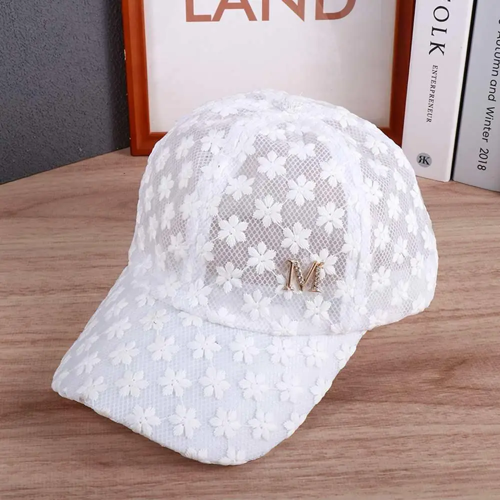 Adjustable Casual Korean Hip Hop Girls Women Flower Baseball Cap Lace Mesh Hat Visors Cap
