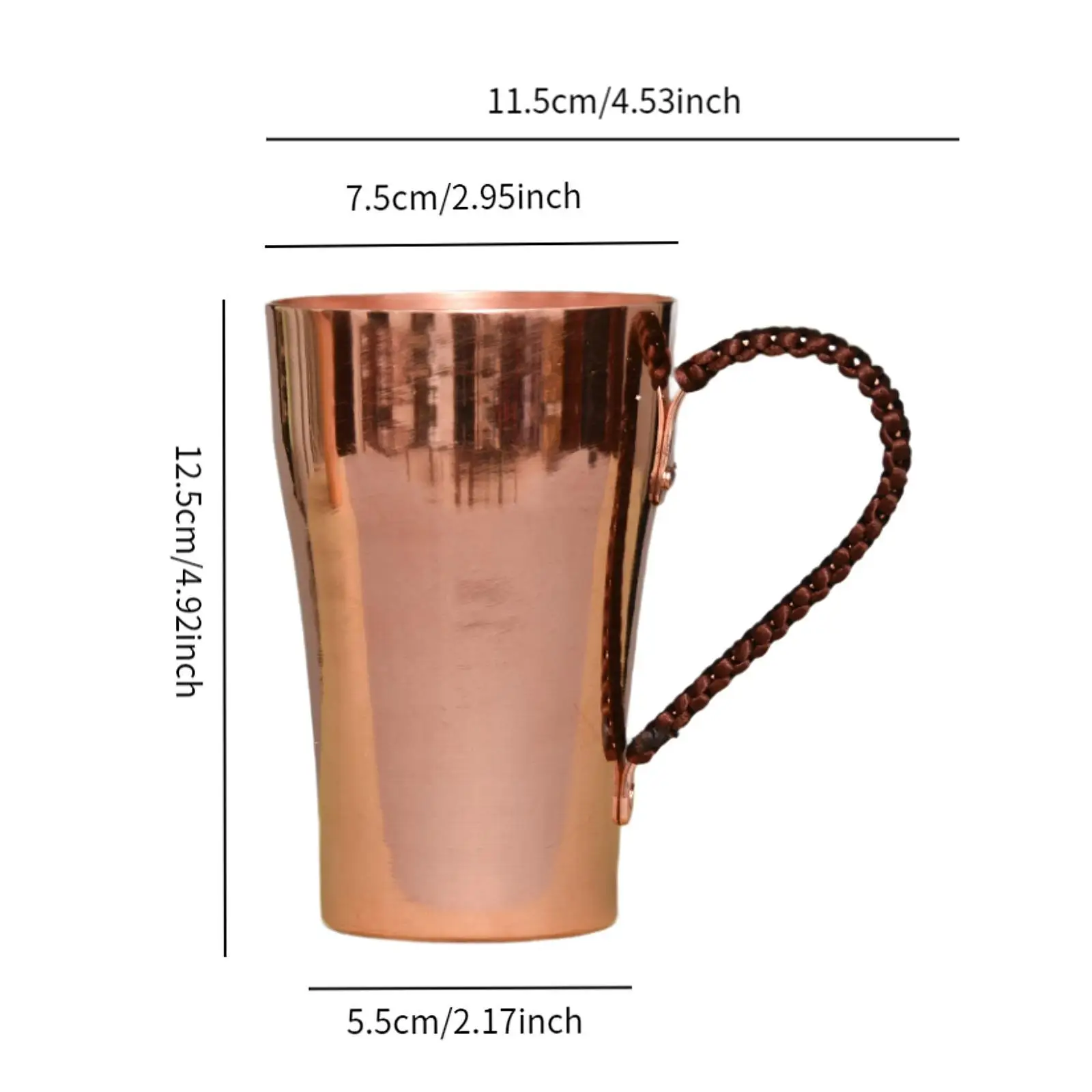 Copper Water Cup 400ml Water Mug Sturdy Portable Teaware Birthday Gifts Moscow Mules Cup for Party Milk Restaurant Cafe Kitchen
