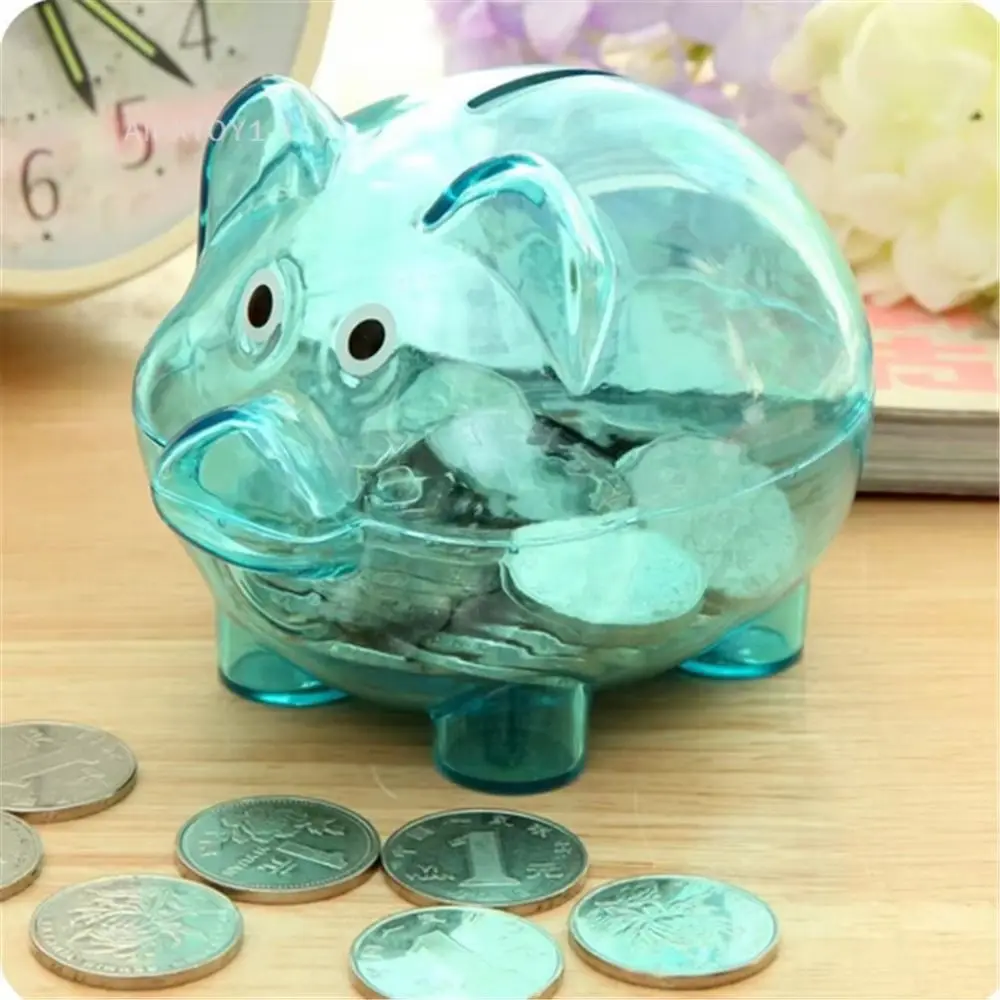 Mealheiro transparente em forma de porquinho para poupar moedas_voghion.com