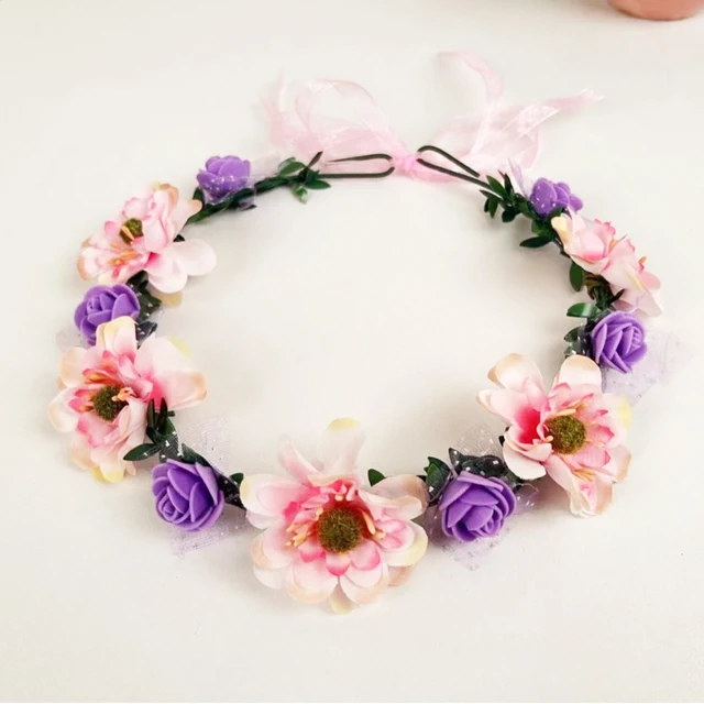 Bandeau Floral Princesse Blanc Avec Perles - Diadème Pour Mariée, Fête Ou Quotidien, Style Français