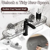 Sink Shelf Suction Cup Wall Mounted Nopunch Bathroom Storage Shelf Bathroom  Faucet Storage Shelf in Front of Mirror 1