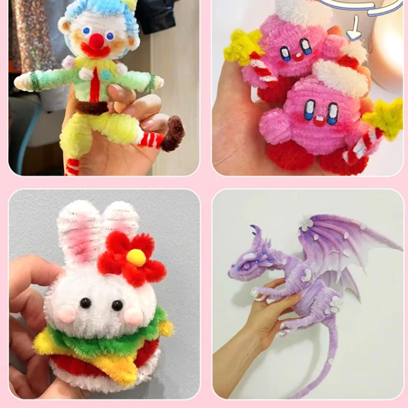 Chenille Rod Pipe Creative DIY Plush Wires Twist Stick Hair Strip Kids Flower Handmade Educational Toy 100~1000Pcs