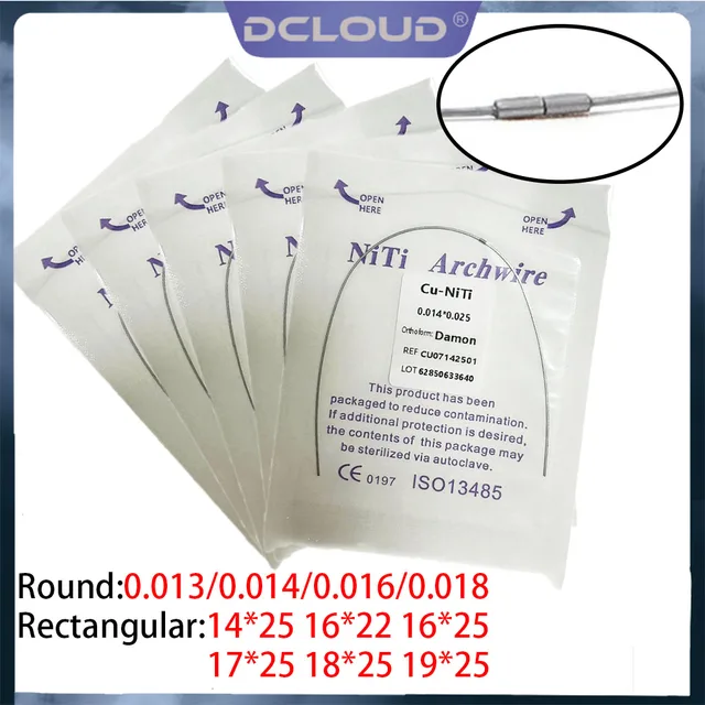 5Pcs/5Packs Dental Orthodontic Cu-Niti Archwires Copper Nickel Titanium Arch Wire Round/Rectangular Damon Form Dentist Materials