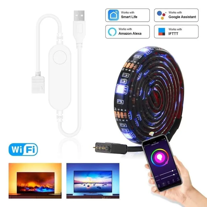 5v USB LED Light Strip Bedroom Flexible Waterproof Tuya WIFI Smart