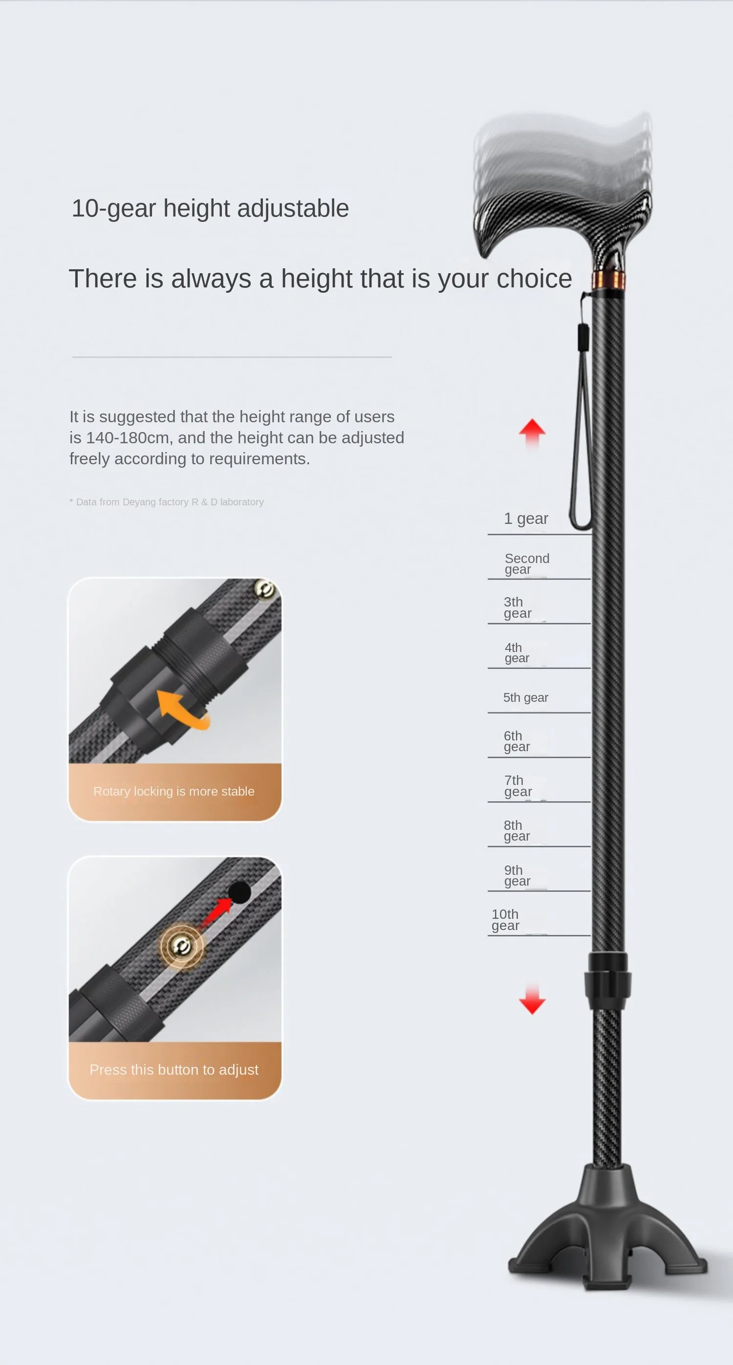 Ultra-light Retractable Carbon Hiking Booster Walking Anti-Slip Breaking Four-Legged Stable Armrest Stick Column Stick Device trekking pole,walking stick,trekking poles