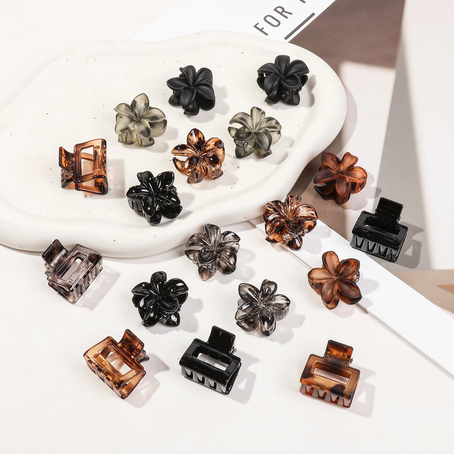 Flower hair clips for Women Creaseless Styling Claw for Bangs Tiny Hair