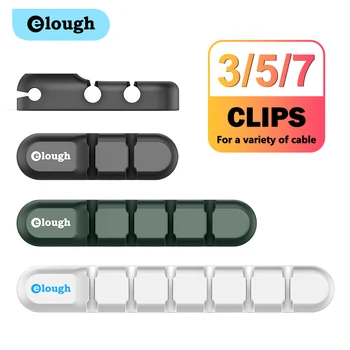 Elough สายซิลิโคนสาย USB Winder Desktop Tidy Management 3 คลิปสายสําหรับเมาส์หูฟัง Organizer 1