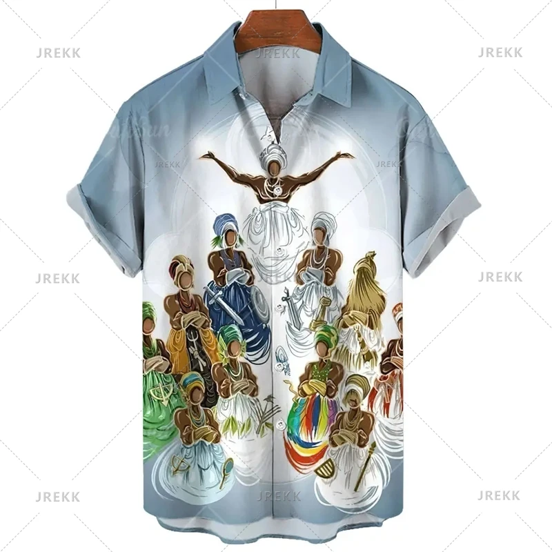 Camisa vintage para hombre con estampado 3D de Umbanda, nuevos diseños, camisetas de manga corta, moda urbana, hip hop, ropa para hombre, camisas de gran tamaño, blusa