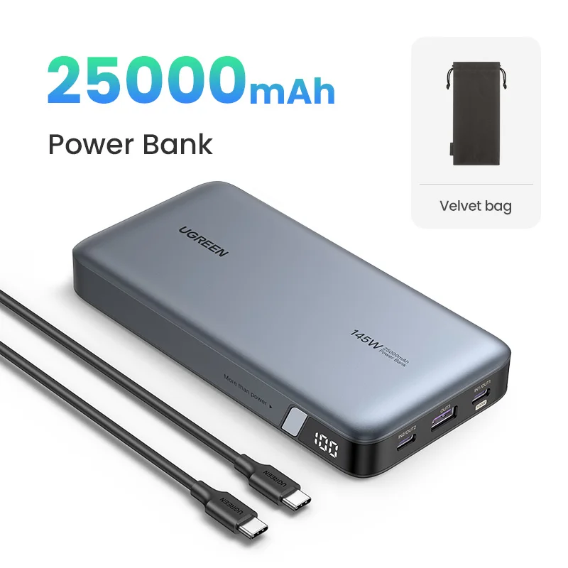 thumbnail image 1 of Banco de energía portátil UGREEN de 100 W y 20 000 mAh, carga rápida PD, para iPhone 15, portátil, notebook, batería externa de carga rápida, 1 of 5