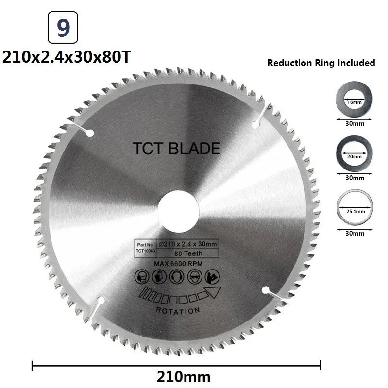 XCAN 1pc 185/210/250mm 60T/80T TCT Holz Kreissäge Klinge Holz trennscheibe Hartmetall TCT Sägeblatt – Detail 6