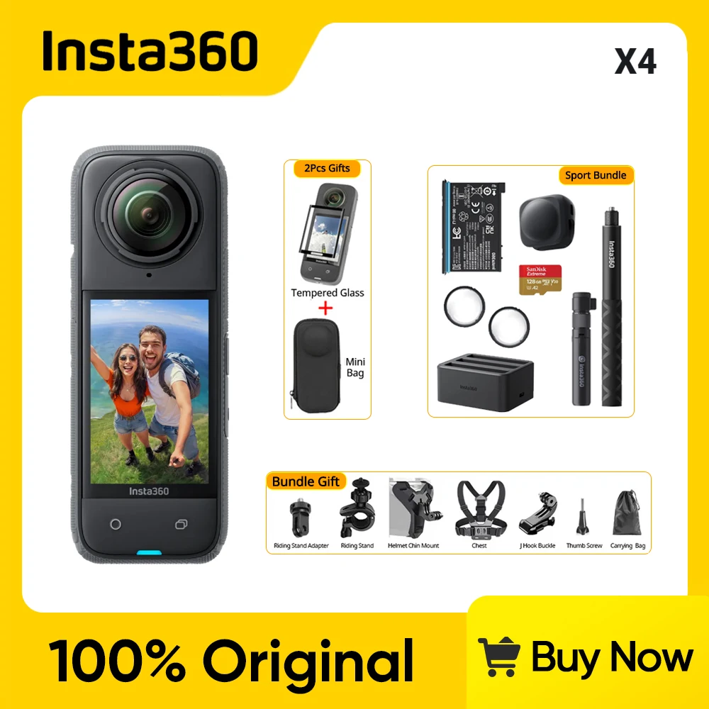 Insta360 X4 Now arrival 8K Waterproof 360 Action Camera, 4K Wide-Angle Video 2290mAh Battery Insta360 X4 Sport Camera