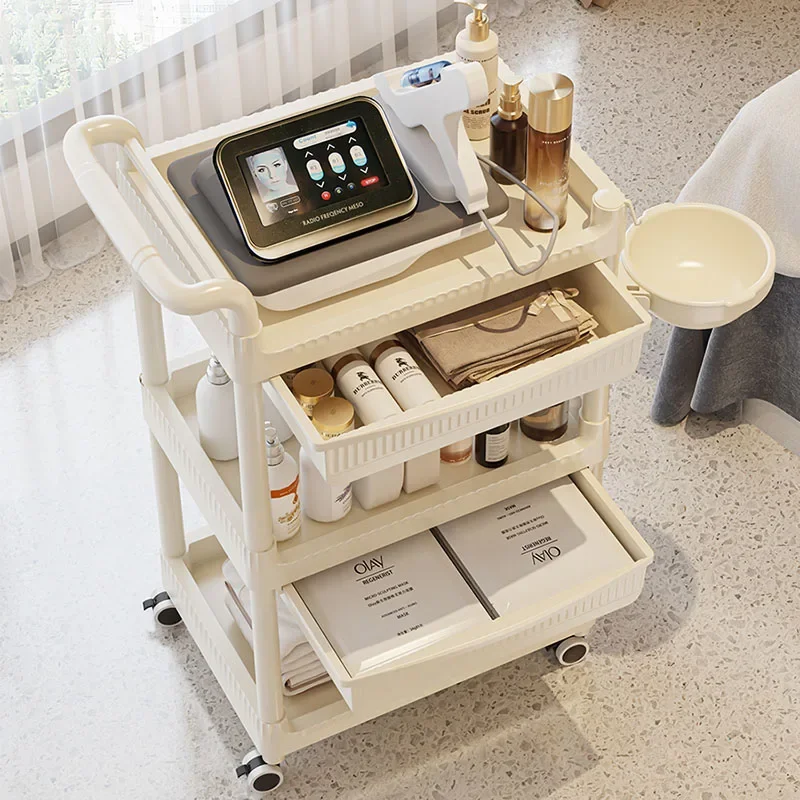 Multi Layer Storage Trolley Cosmetics Trolley Portable Aesthetics Esthetician Organizer Cart With Wheels Beauty Room Wagon Salon Moving Carrinho Bar