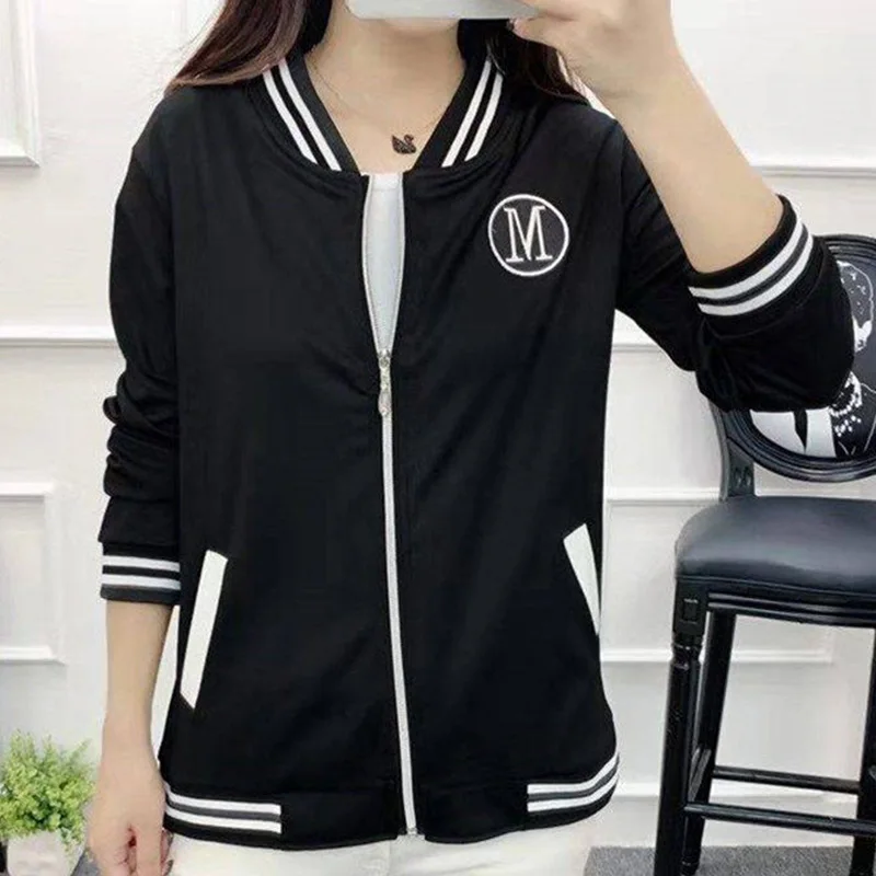 Fashion Loose Spliced Zipper Letter Casual Coats Female Clothing 2023 Autumn New Oversized Korean Tops All-match Commute Jackets