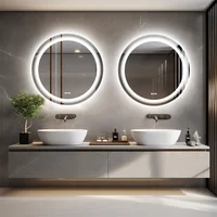 LUVODI Round Smart Mirror Bathroom Illuminate Waterproof Wash Basin Shower Vanity Mirror with Touch Screen