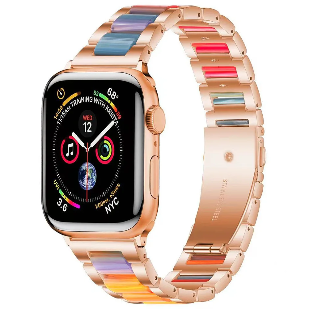 

Resin Strap for Apple Watch 40mm 44mm 41mm 45mm Metal Bracelet for iWatch 4/5/6/SE/7/8 Ultra Belt for Apple watch band 42mm 38mm