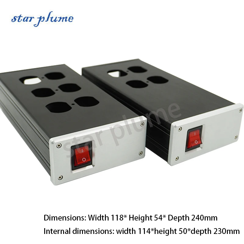 118 All-aluminum Power Amplifier Case  American Standard Audio Power Socket Shell Power Filter Chassis （118*54*240mm） DIY Box