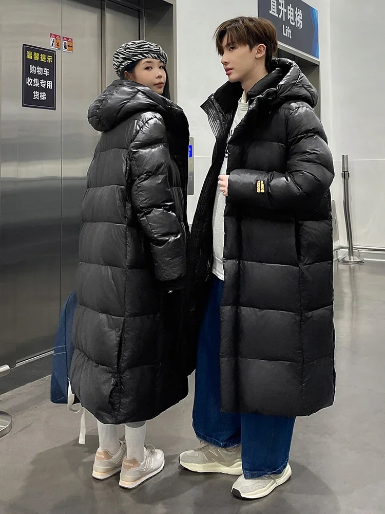 90% White Goose Down Jacket Fashion Outdoor Black Gold Design Brand Coat Couple Long Hooded Fashion Brand Parka Coat New