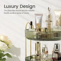 Rotating Makeup Organizer for Vanity Make Up Storage Box for Bathroom Counter Clear Cosmetic Toiletry Dresser Spinning Holder 2