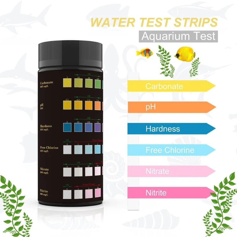 50PCS 6 in 1 Aquarium Test Strips Fish Test Set Aquarium Water