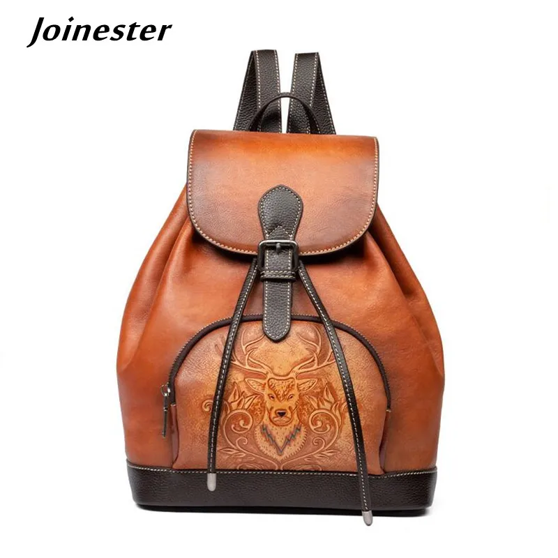 

Medium Leather Backpacks for Women Color Block Vintage Casual Daypack Magnetic Flap Backpack Purse Girls Travel Bag Retro Tote