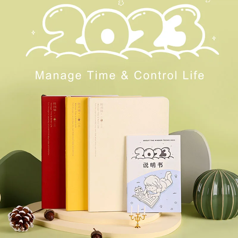 Leather Cover Planner Agenda 2023 Year A5 Timeline Personal Diary Schedule Book Monthly Weekly Plan Notebooks Journal Stationery