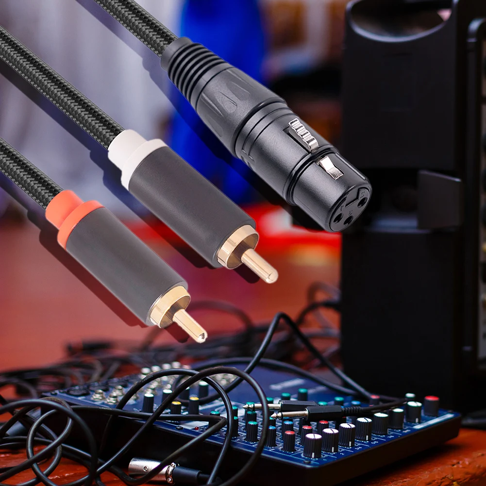 XLR Female To Dual RCA Male Audio Cable Anti-interference Adapter Cable 1m 2m 3m for Mixer Power Amplifier Mic Speaker Cable