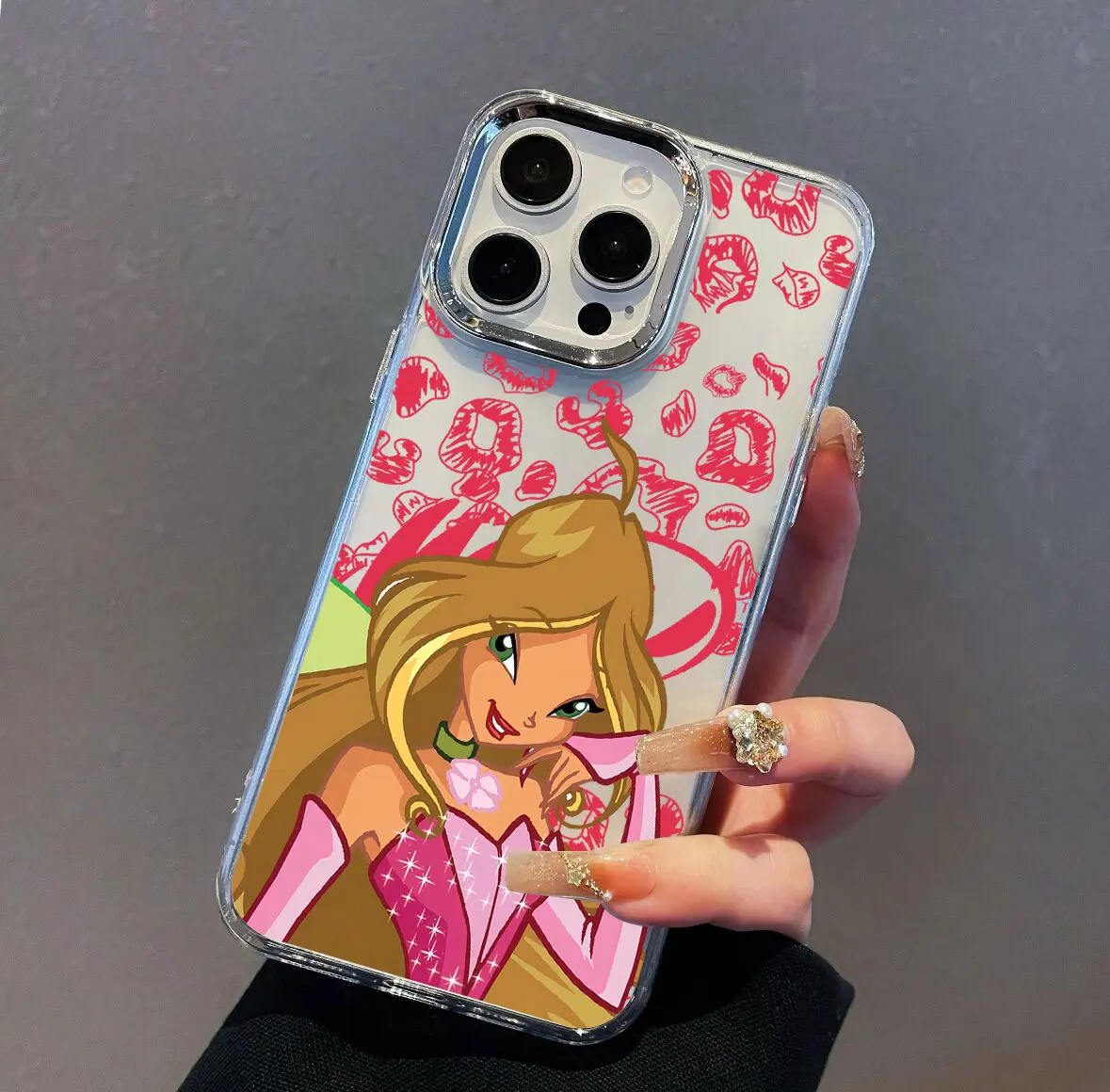 Fashionable Transparent Phone Case with Lovely Ins W-winxs Clubs Design