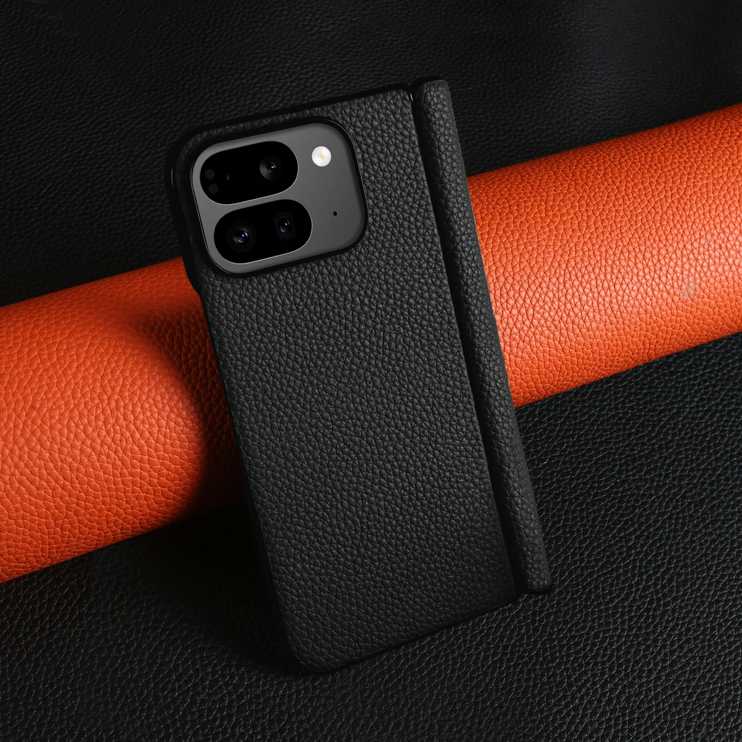 Premium Genuine Leather Protective Case for Foldable Smartphone - Back Cover Edition