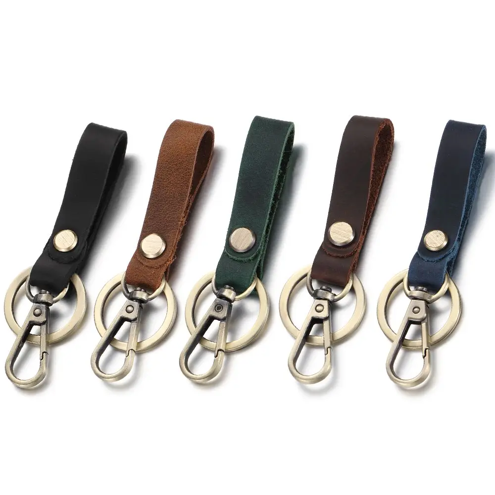 New Fashion Leather Belt Keychain Key Ring Retro Handmade Gift Keychain Car Key Ring