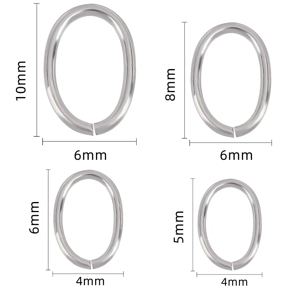 50 Stücke 5/6/8/10mm Edelstahl Gold Farbe Verblasst Nicht Offene Oval Biegering DIY Armband Halskette Schmuck Machen Anschlüsse – Detail 1