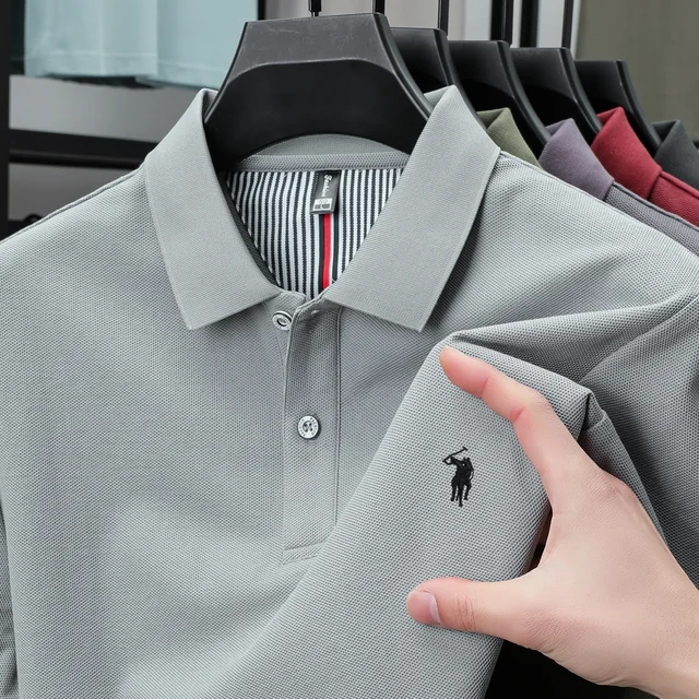 Polo à manches courtes pour hommes, 100% pur coton, à la mode, haut décontracté d'affaires, marque exquise, broderie de poney, été 1