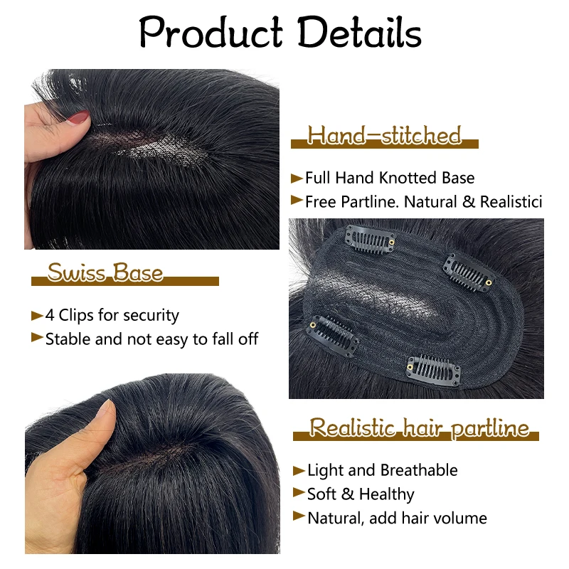 25 سنتيمتر أسود بني داكن امرأة 100% الشعر البشري 9...