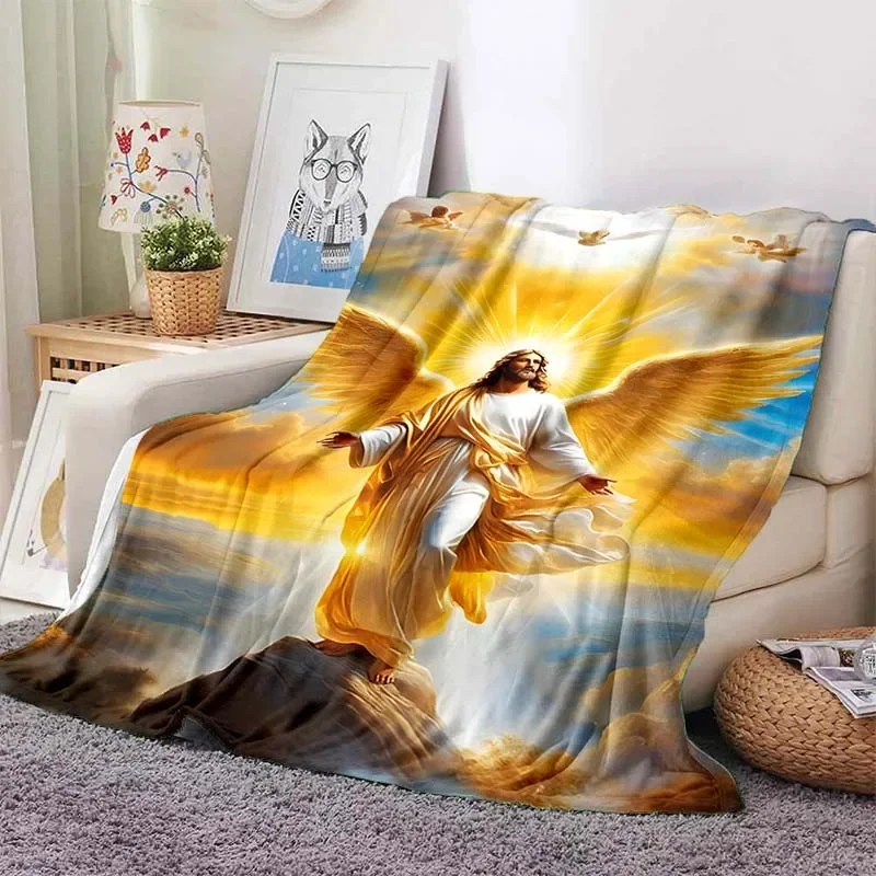 6 Size Merciful Jesus Christian God Flannel Art Blanket Throw Sofa