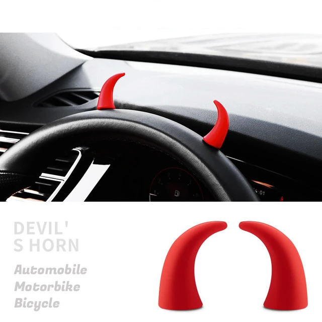 2Pcs 3D Teufel Horn Auto Innen Dekoration Mode Trend Aufkleber Auto Zubehör  Lenkrad Aufkleber für Motorrad Fahrrad - AliExpress